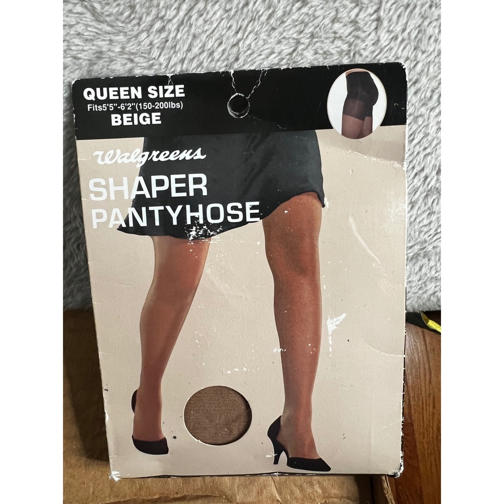 Walgreens Queen Size Beige Shaper Pantyhose 150 200 lbs Height 5ft 5in 6ft‎ 2in